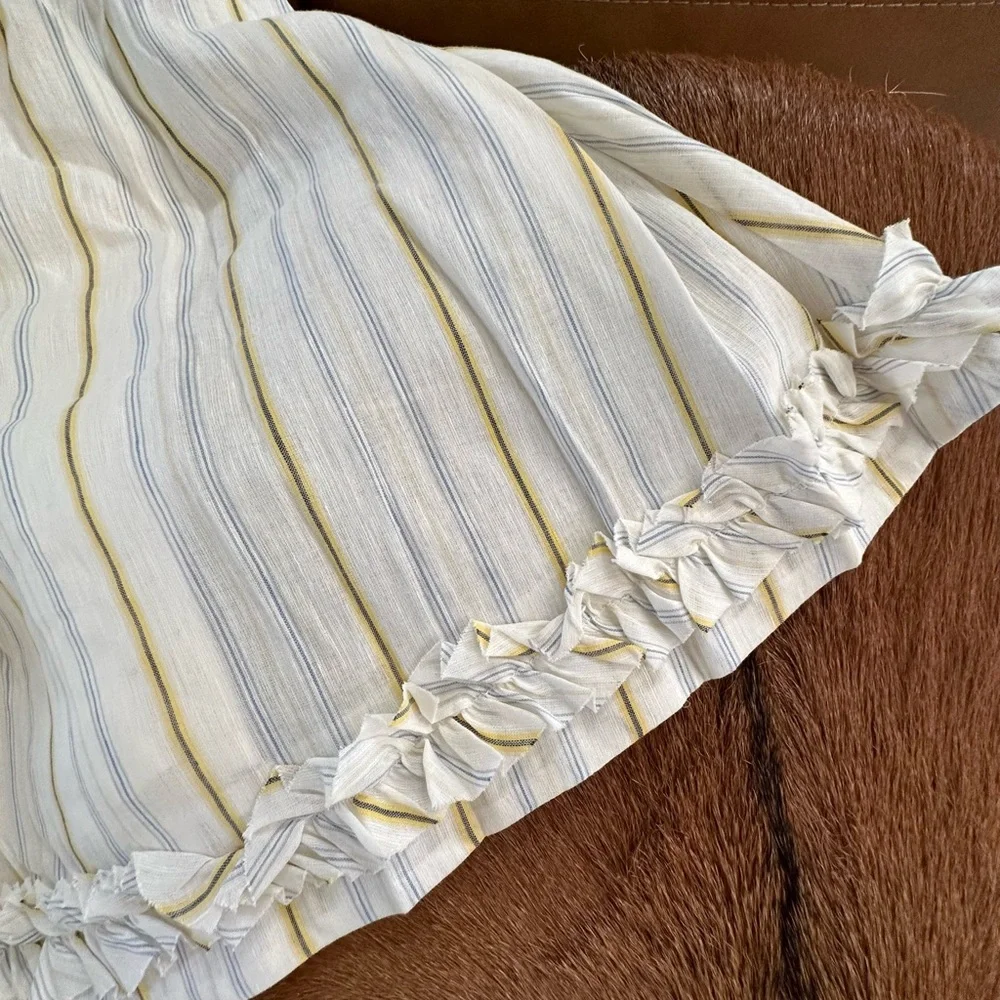J Crew NWT Sylvan Halter Dress Backless Ruffle Linen Cotton Striped size 12